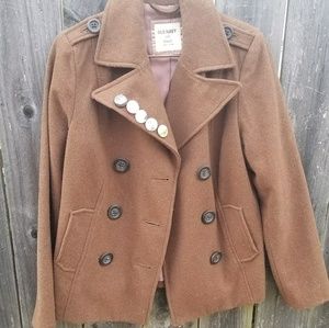 Old Navy Chocolate Brown Pea Coat (pins optional!)